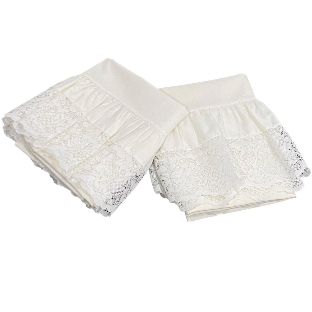 Vintage At Home With Martha Stewart Standard Pillowcases Set 2 Lace Ruffle 1989